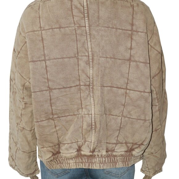 Free People Dolman Quilted Knit Jacket Oversized Champagne Diamonds - Picture 12 of 13